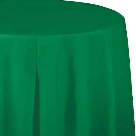 Touch Of Color Emerald Green Round Plastic Tablecloth, 82", 12PK 703261